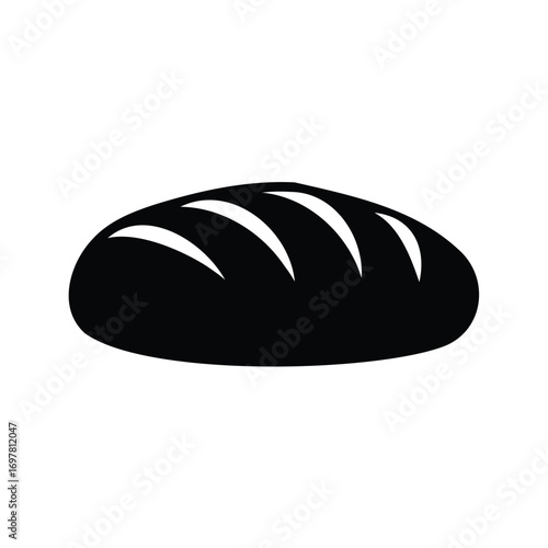 A black silhouette of a loaf of bread on a white background, bread loaf silhouette vector illustration
