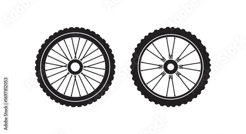 two bicycle wheels side by side showing detailed spokes
