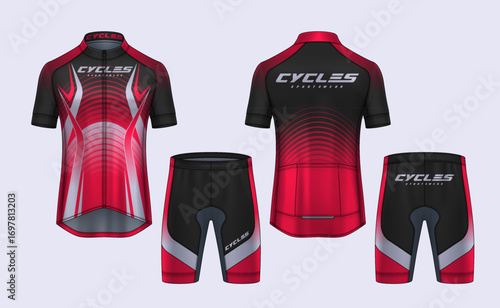 Cycling Jerseys mockup,t-shirt sport design template,uniform for bicycle apparel.	