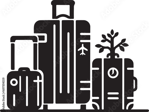 Minimalist Travel Luggage Silhouette Icon
