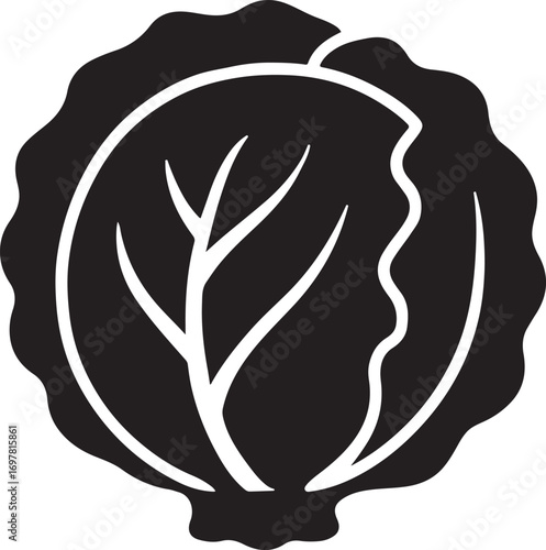 Fresh cabbage silhouette vector, ideal for vegetable, farm, food, and healthy design projects.