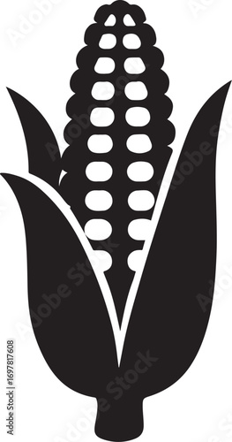 Fresh corn silhouette vector, ideal for vegetable, farm, food, and organic design projects.