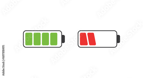 battery icons showing full charge and low power levels