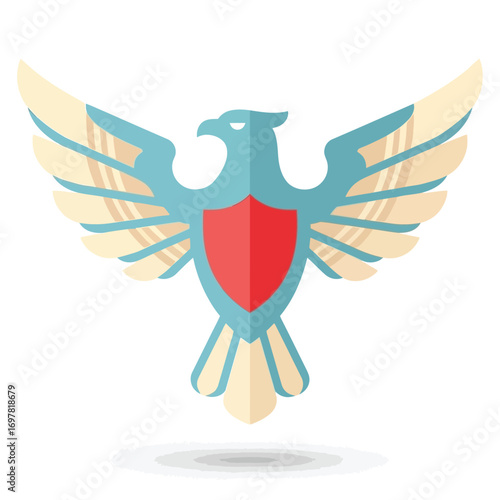 vector illustration of a patriotic eagle emblem with a red shield symbolizing freedom and strength for Veterans Day.
