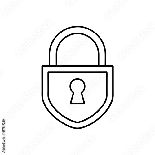 Outline of a closed padlock with keyhole on transparent background