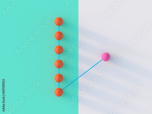 3d rendering of symbolic balls network showing strategy and solution