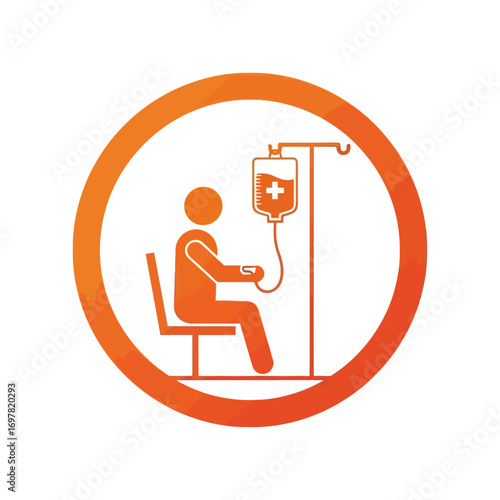 Vector art of patient receiving intravenous drip