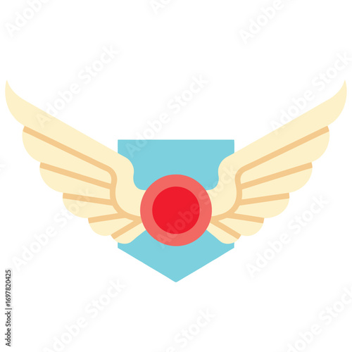 vector illustration of a military aviation emblem with golden wings and a shield for an Air Force Veterans Day tribute.