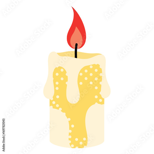 vector illustration of a lit memorial candle with dripping wax for a solemn Veterans Day remembrance ceremony.
