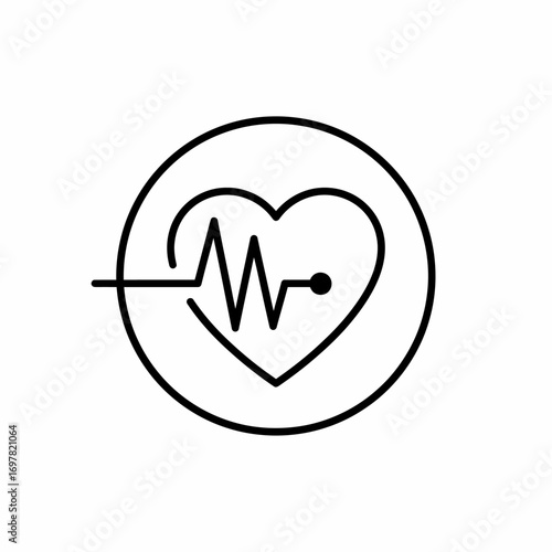 Heartbeat icon set design: flat line electrocardiogram in a circle
