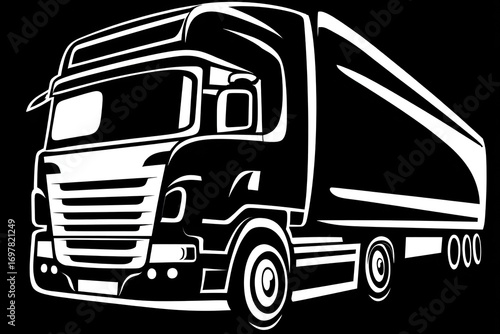 Silhouette of a large commercial truck