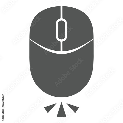Computer mouse icon top view with click signal symbol showing digital technology interaction vector
