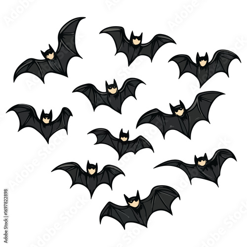 bat, animal, halloween, festival, decoration, vector, transparent background, horror, night, wings, wing, scary, dracula, vampire, dark, bats, a group of bats, icon, october, celebration, autumn