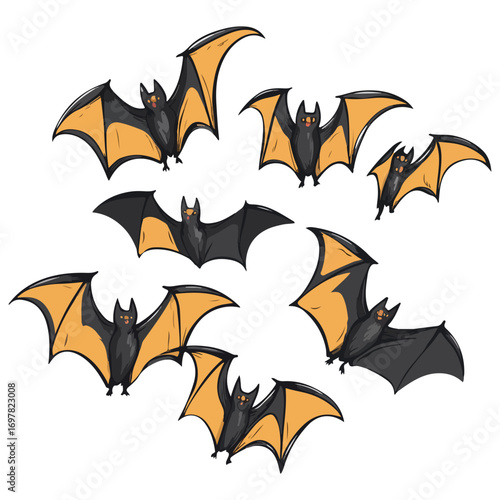 bat, animal, halloween, festival, decoration, vector, transparent background, horror, night, wings, wing, scary, dracula, vampire, dark, bats, a group of bats, icon, october, celebration, autumn