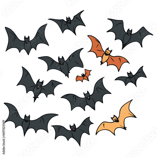 bat, animal, halloween, festival, decoration, vector, transparent background, horror, night, wings, wing, scary, dracula, vampire, dark, bats, a group of bats, icon, october, celebration, autumn
