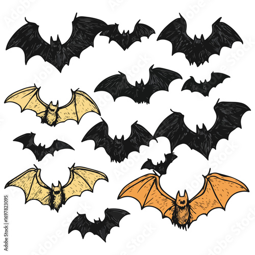 bat, animal, halloween, festival, decoration, vector, transparent background, horror, night, wings, wing, scary, dracula, vampire, dark, bats, a group of bats, icon, october, celebration, autumn
