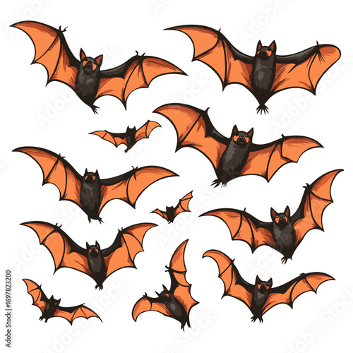bat, animal, halloween, festival, decoration, vector, transparent background, horror, night, wings, wing, scary, dracula, vampire, dark, bats, a group of bats, icon, october, celebration, autumn