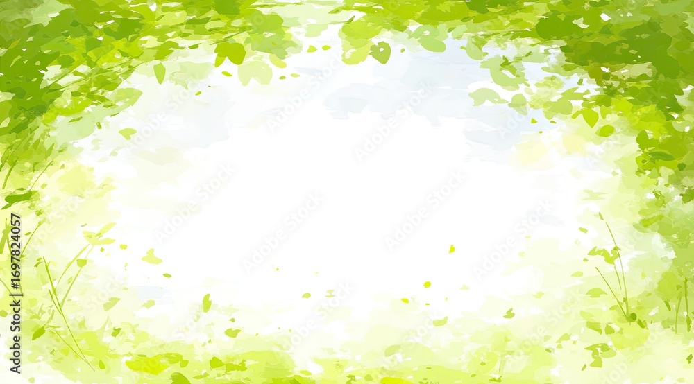 Fototapeta premium Light-filled green foliage frame