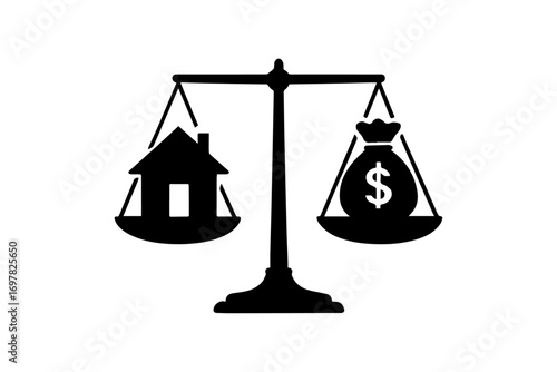House and Money Balance Silhouette