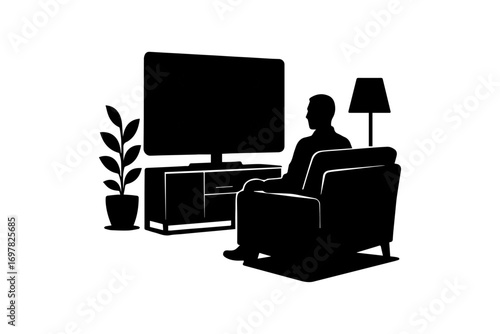 Man Watching TV Silhouette