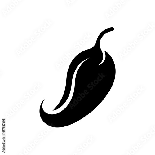Black silhouette of a chili pepper icon on transparent background