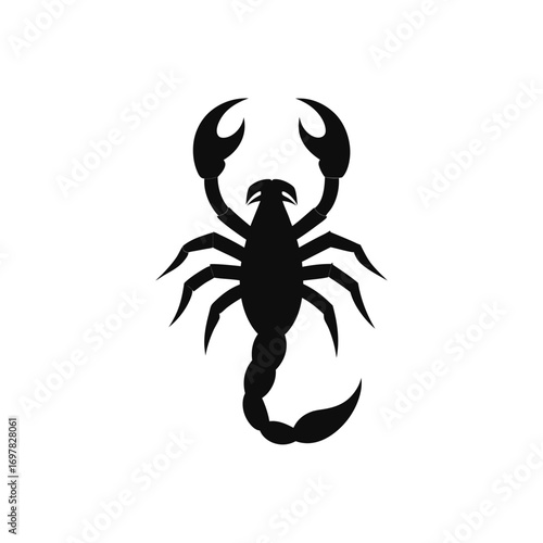 Silhouette of a black scorpion on white on transparent background