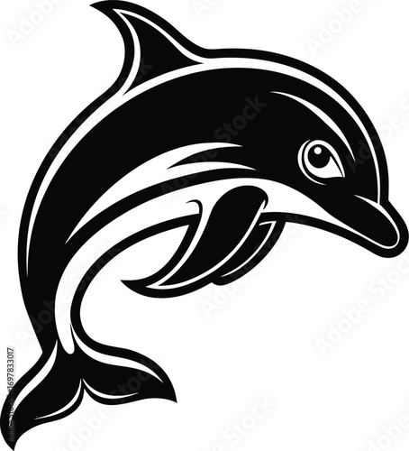 a sleek dolphin head logo with a water droplet  aq.eps