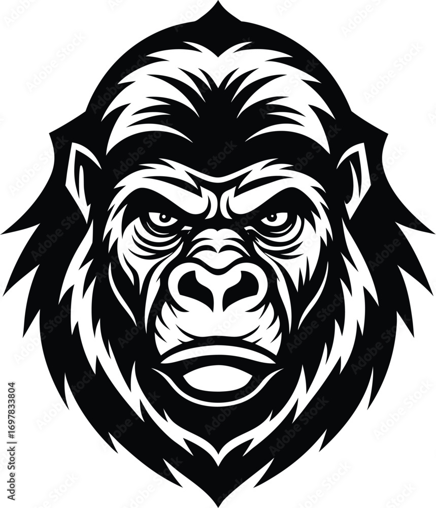 Fototapeta premium a wise old gorilla head logo silverback thoughtf.eps