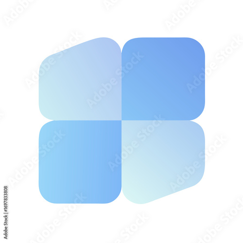 square blue button with reflection