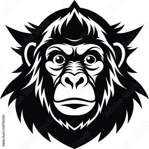 a wise orangutan head logo  thoughtful expression .eps