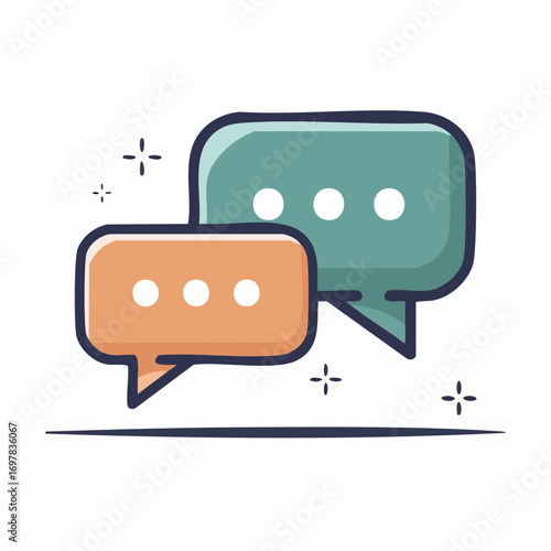 Two colorful speech bubbles with three dots inside, representing communication and dialogue.
