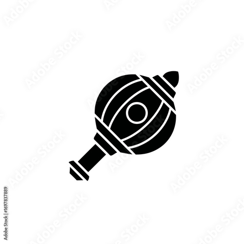 Black silhouette of a medieval mace or flail, a historical weapon.