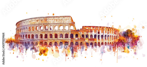 Colosseum. Colosseum watercolor vector illustration