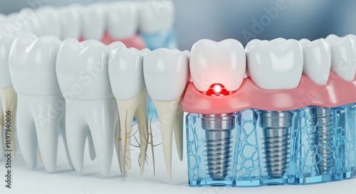 Dental Implant Cross-Section Showing Bone Integration and Healthy Gums