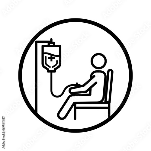 Vector art of icon of a person receiving an intravenous infusion treatment