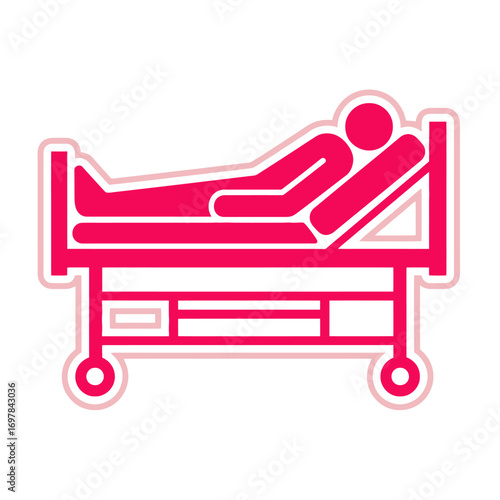 Vector art of patient lying in hospital bed
