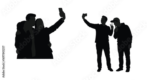 people taking selfies in silhouette form
