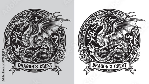 Dragon's Crest, Mythical Dragon in a Celtic Circle