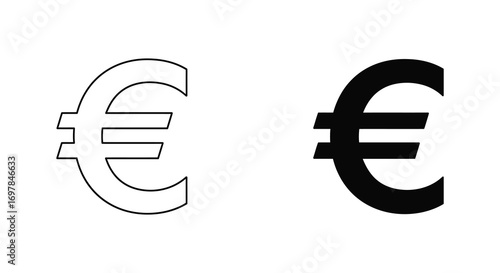 two euro symbols one outlined another filled black