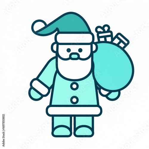 Modern Infographic Santa Claus with Gift Bag