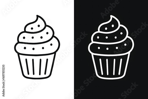 Cupcake Icons Monochrome illustrations of sweet treats for various design needs