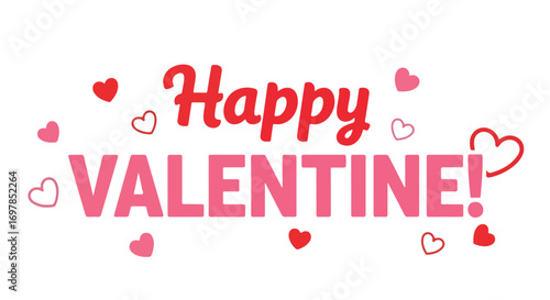 Festive valentine's day typography design with hearts scattering love and joyful message for lovers holiday