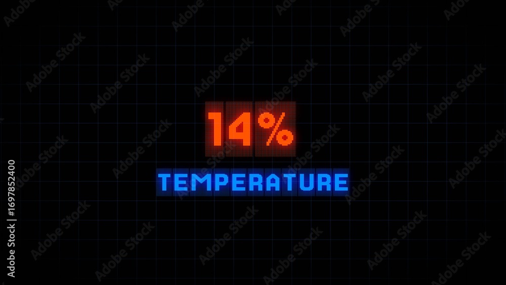 Fototapeta premium 14% temperature illustration. Thermometer 14% Celsius.