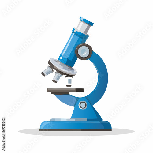 Detailed blue laboratory microscope illustration, a powerful tool for scientific learning, research, and sparking new ideas in microbiology