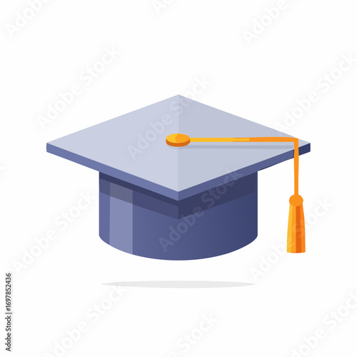 Professional graduation cap icon with a golden tassel. Smooth gradient vector art for education, school, and university themes on a clean background
