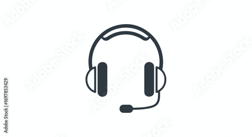 Minimalist headset icon for customer service assistance and virtual meeting communication representing support and helpdesks and online audio