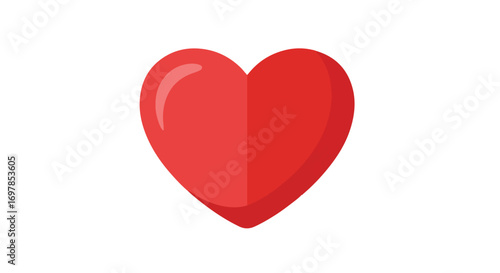 Vibrant Scarlet Heart: Expressing Love, Affection, and Passion with Modern Design on White Canvas