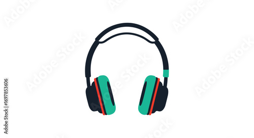 Vividly colored headphones illustration for audio enjoyment featuring a modern minimalist design highlighting listening devices