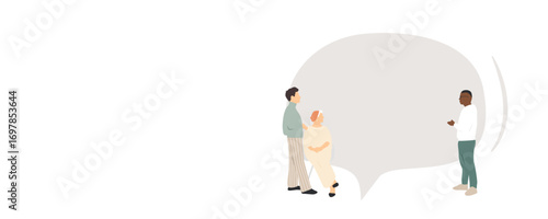 Different people with chat bubble. Communication concept.	