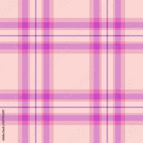 Pink and purple plaid pattern. Classic tartan design ideal for textiles, fashion, or backgrounds. A seamless, stylish, and versatile texture.